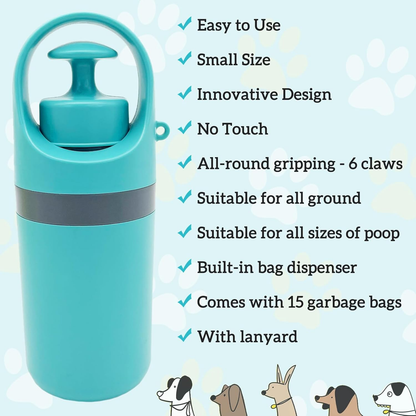 No-Touch Portable Pet Pooper Scooper & Waste Bag Dispenser