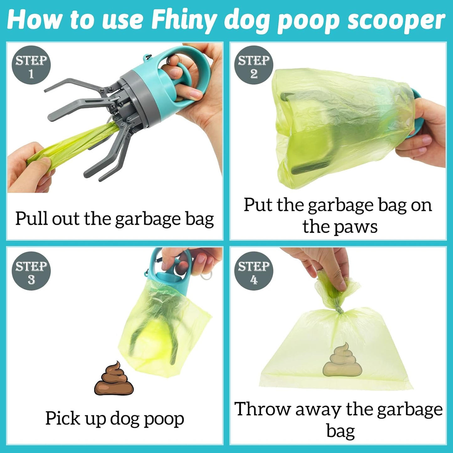 No-Touch Portable Pet Pooper Scooper & Waste Bag Dispenser