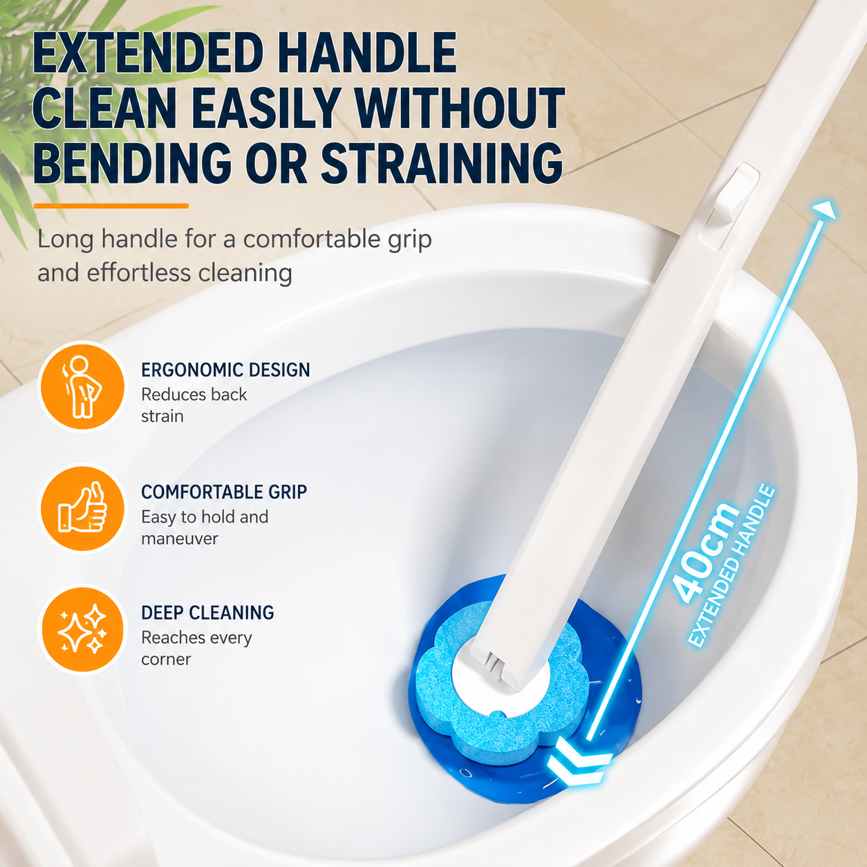 Smart Automatic Flip-Top Toilet with Disposable Cleaning Brush Set (24 Refills included) - Premium White