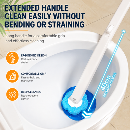 Smart Automatic Flip-Top Toilet with Disposable Cleaning Brush Set (24 Refills included) - Premium White