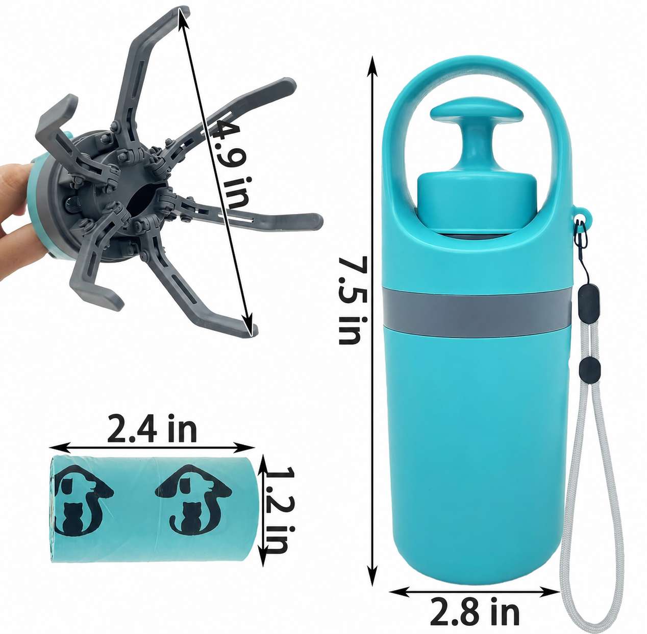 No-Touch Portable Pet Pooper Scooper & Waste Bag Dispenser
