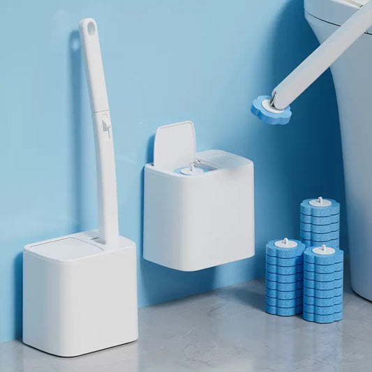 Smart Automatic Flip-Top Toilet with Disposable Cleaning Brush Set (24 Refills included) - Premium White